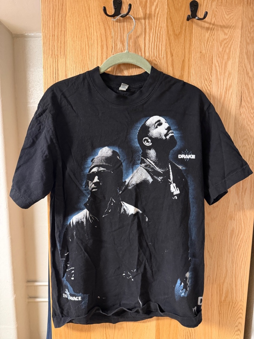 Drake and 21 Savage Black Short-Sleeve Graphic Tee USED Size-Small